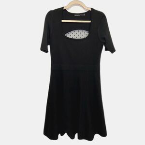 Karen Millen - Short Sleeve Knit Dress with polka dot mesh on back - size 4